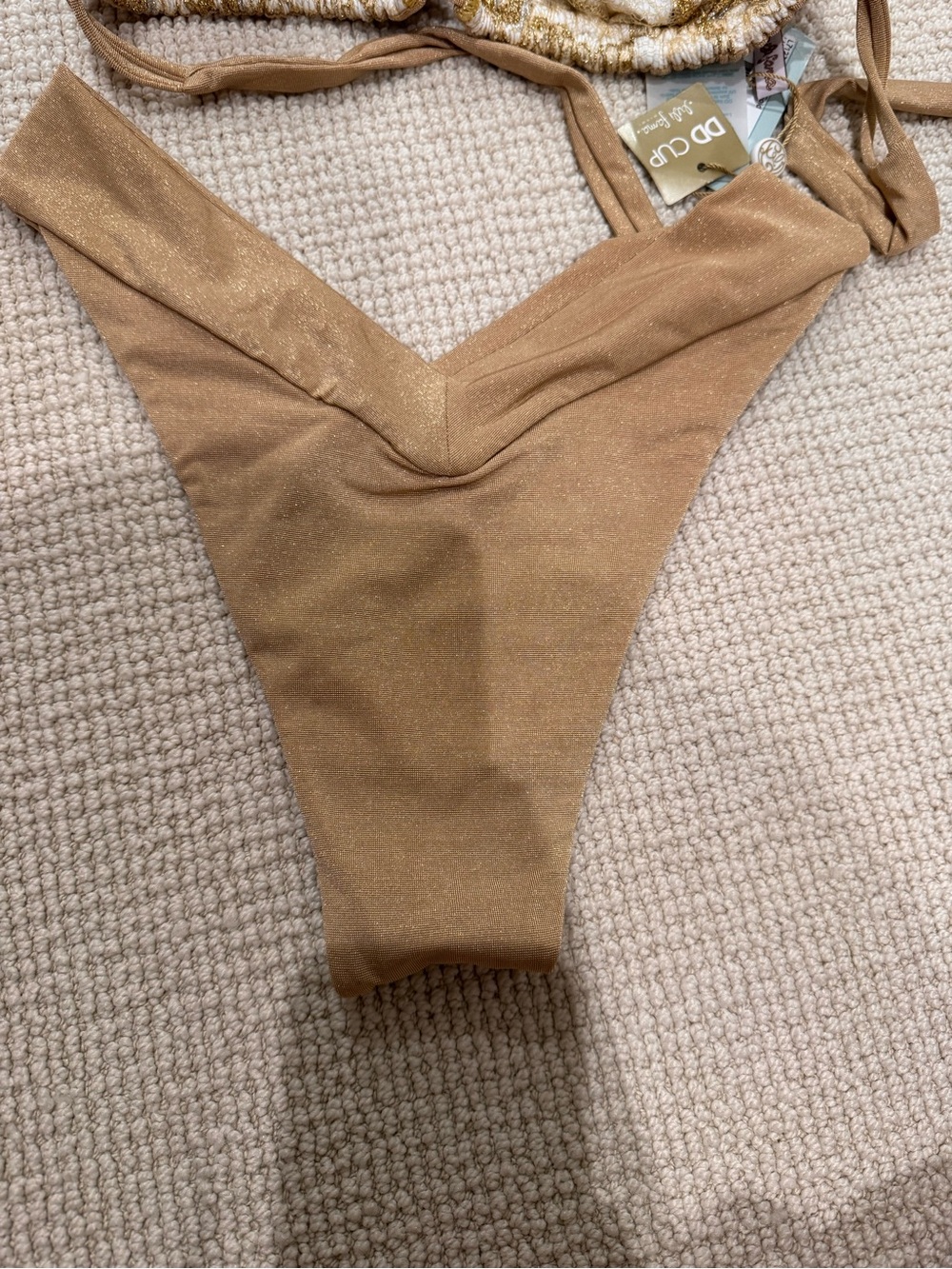 Luli Fama Gold and Tan Lace-Accent Bikini - Picture 5 of 5